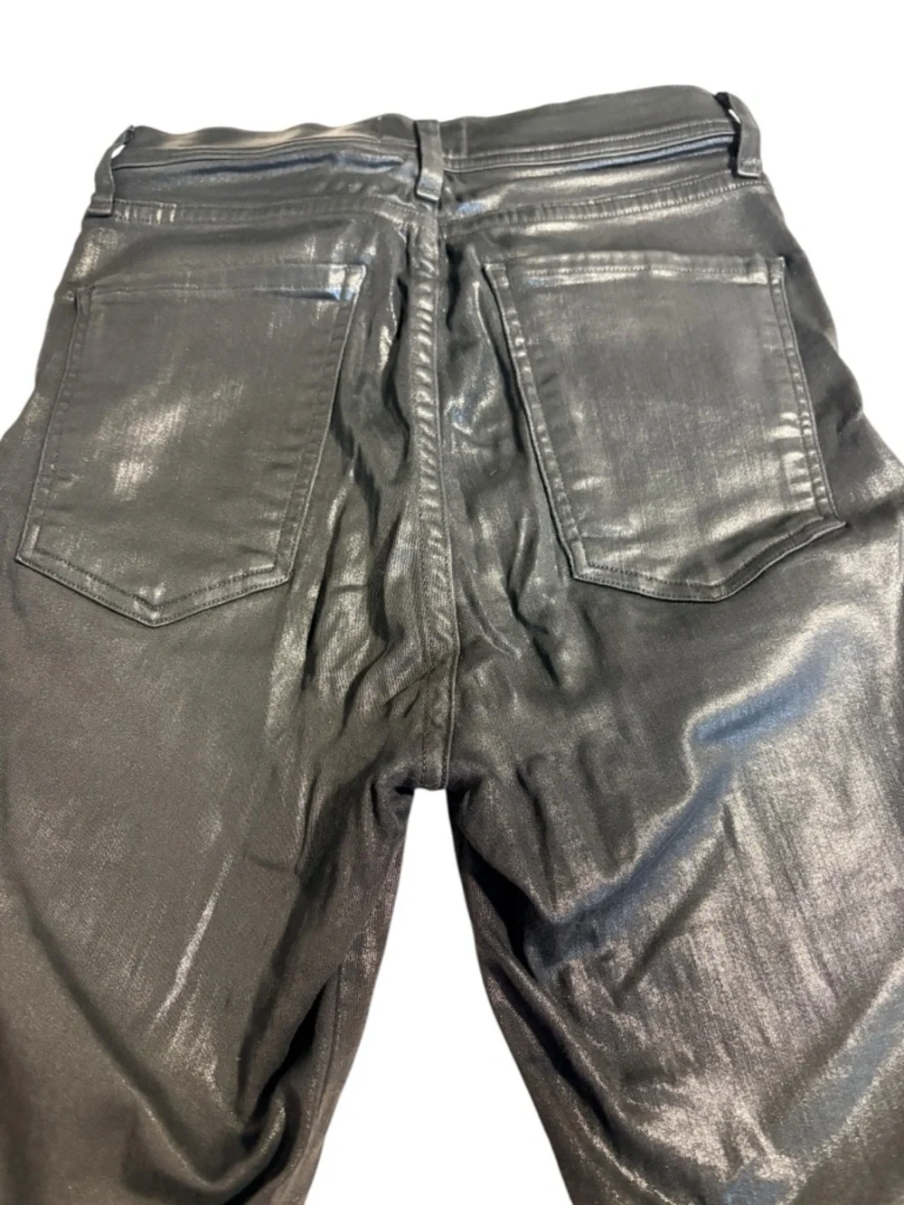 AGOLDE Roxanne High Rise Coated Skinny Jeans Black Leatherette 26 - Picture 4 of 7